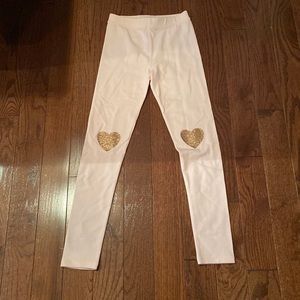 J.crew  crewcuts size large kids leggings light pink with heart design